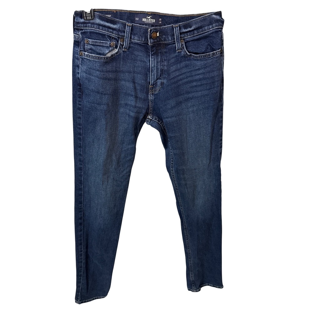 Hollister Mens Slim Straight Epic Flex Jeans Dark Wash Blue 30x34 331D2254